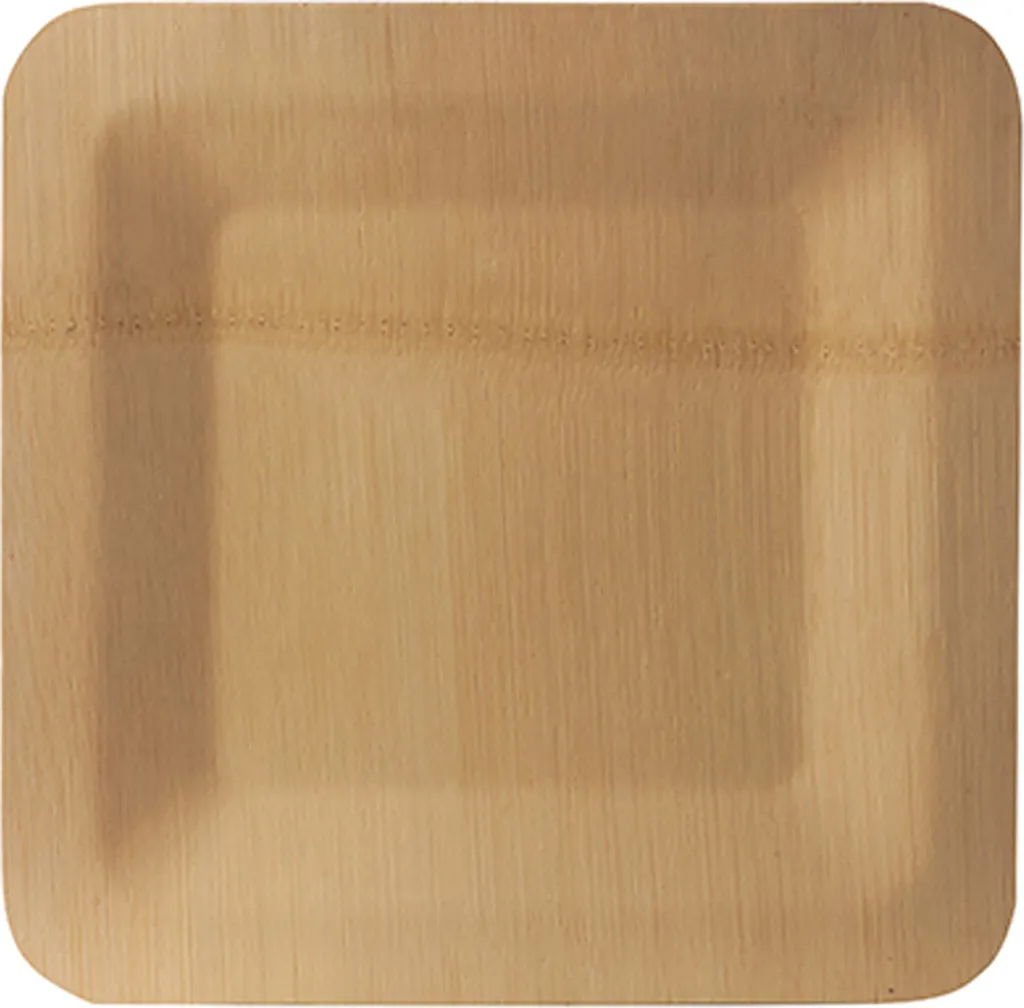 Assiette jetable biodégradable en bambou carrée 23 cm par 10 pièces