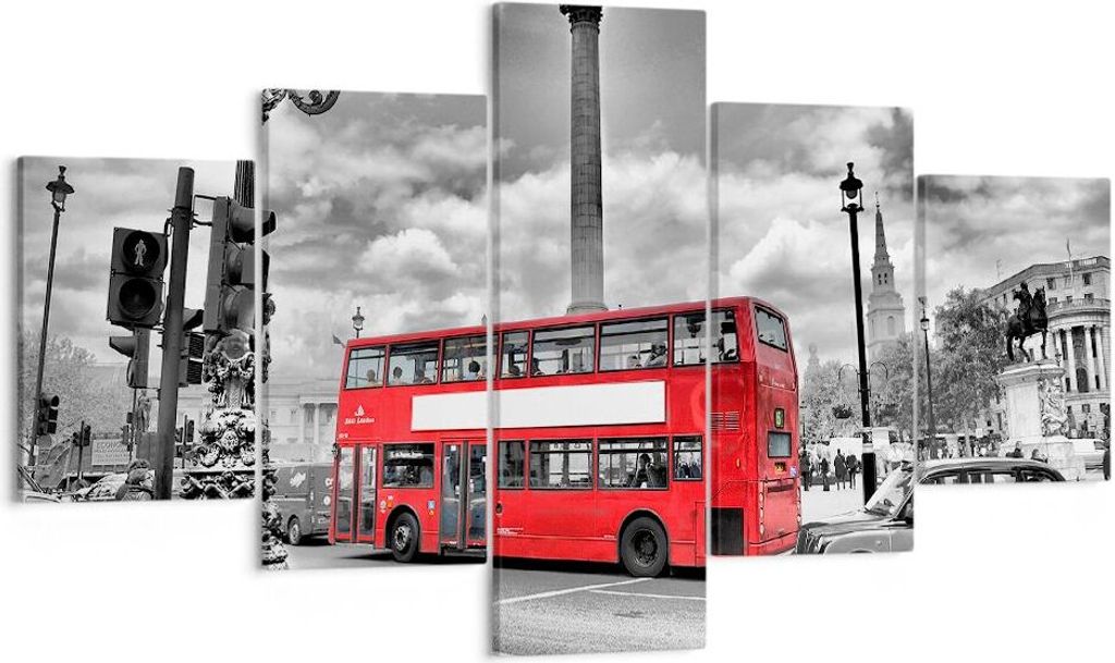 Bild auf Leinwand - Leinwandbild - Trafalgar Platz Taxi London - 125x70cm - Wand Bild - Wanddeko - Leinwanddruck - Bilder - Kunstdruck - Wanddekora...