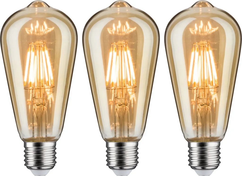 Kit 3 Lampadine LED Paulmann Vintage Rustika Oro E27 - Luce Calda 1700K