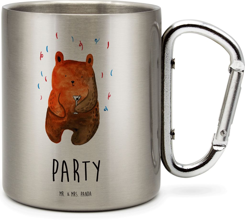 Mr. & Mrs. Panda thermotasse Bär Party - Transparent - Geschenk, Gute Laune, Mitbringsel, Isolierbecher, Trinkbecher Edelstahl, Geburtstagsgeschen...