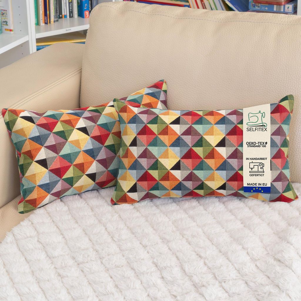 Selfitex 2er Set Bunte Couchkissen 30x50 cm, Sofakissen mit Produktbild 