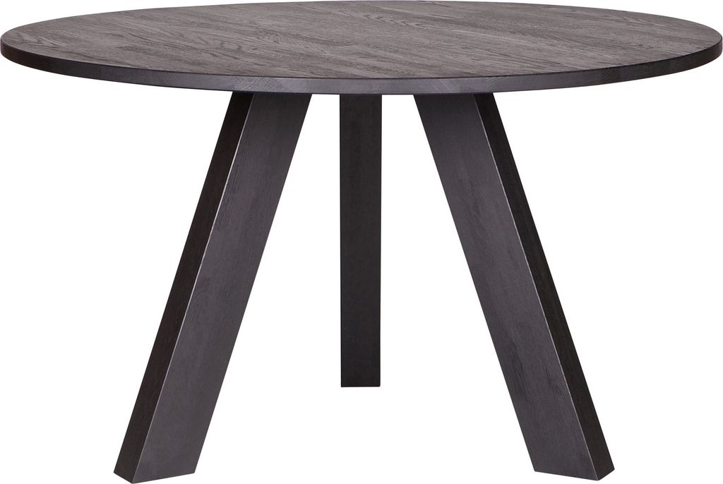 WOOOD Rhonda Esstisch Rund aus Eichenholz, Schwarz, Ø 129 cm