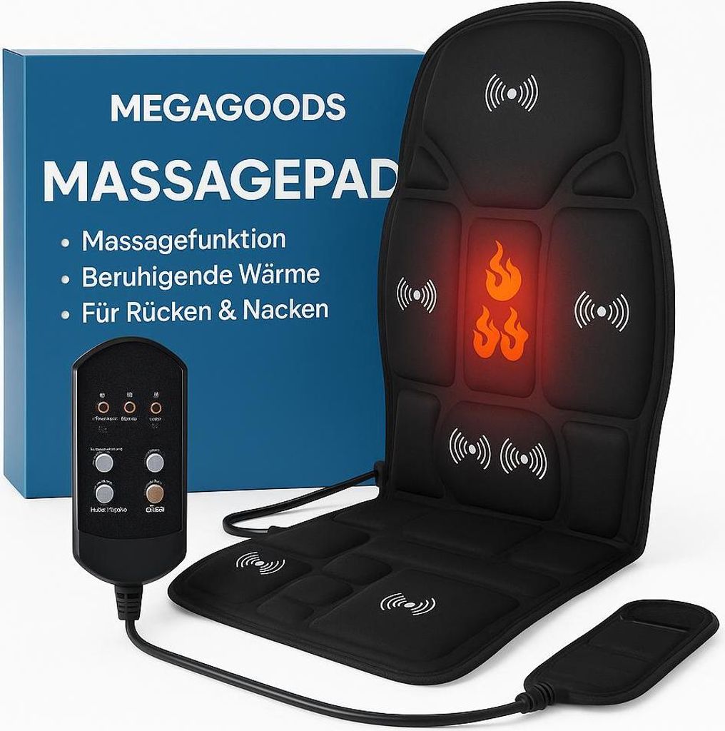 Massageauflage elektrisch mit Infrarot Wärme Ganzkörper Nacken Rücken DE.