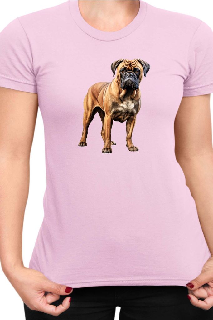 Damen T-Shirt Dogs Breeds Bullmastiff Dog Breed 005, Lady M / Hellrosa