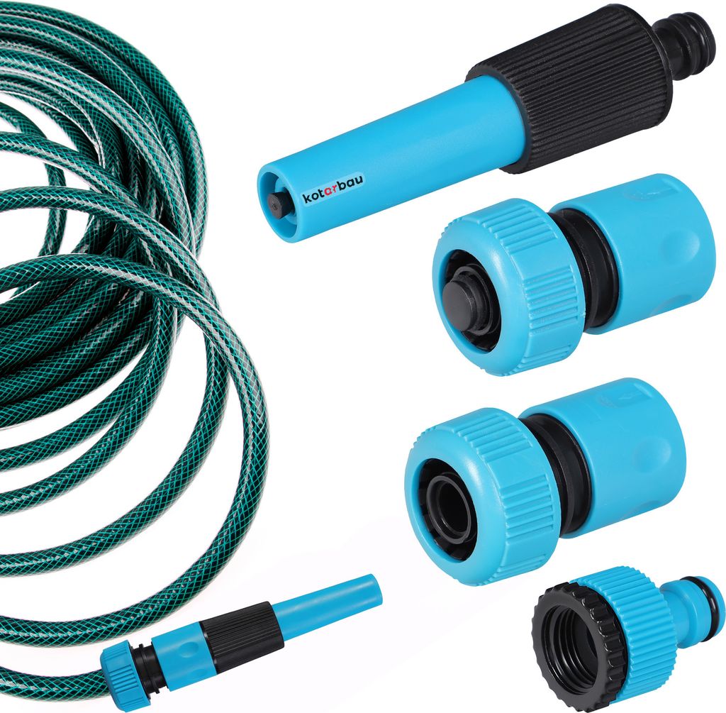 KOTARBAU Gartenschlauch Anschluss Set 4-teilig 3/4" PVC regulierbare Gartenspritze Schnellkupplung Hahnverbinder Wasserstop Anschlüsse für Gart...