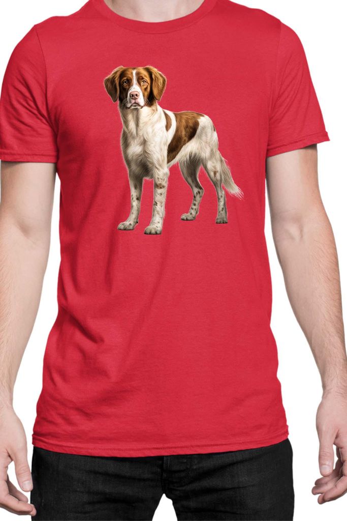 Herren T-Shirt Dogs Breeds Brittany Dog Breed 005, Man S / Rot