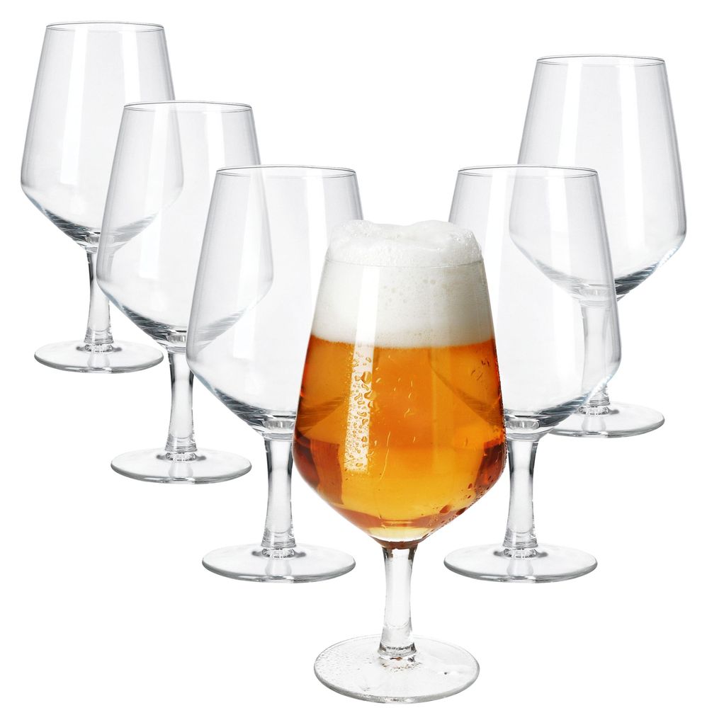 6x Carré Bierglas 400ml mit Fuß Biergläser klar 0,4L aus Produktbild 