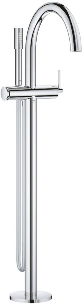 GROHE Einhand-Wannenbatterie Atrio 24368, Bodenmontage, Fertigmontageset für 45 984, mit Brauseset Rainshower Aqua Stick, chrom