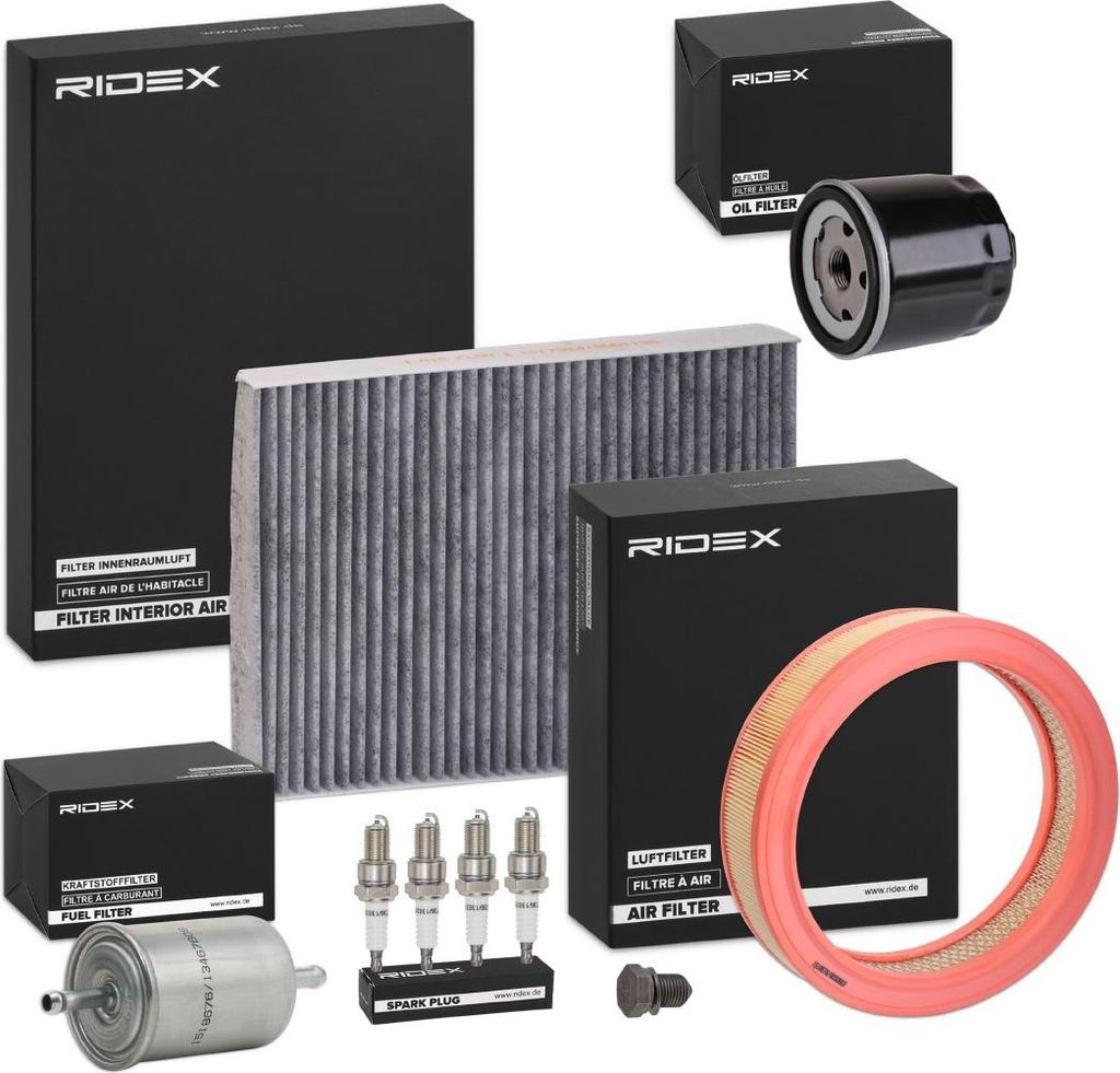 RIDEX Inspektionspaket Filterset für VW Polo Schrägheck (6N1) Caddy II Kastenwagen (9K9A) Polo Classic (6V2) Polo Variant (6V5) Caddy II Kombi (9...