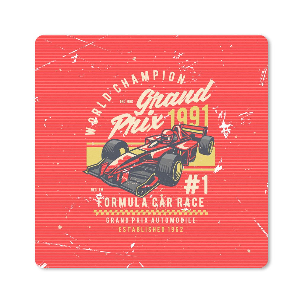 MuchoWow Mauspad Mousepad Mancave - F1 - Vintage - Rot 30x30 cm - Mousepads - Maus Mat - Pad - Mausunterlage - Gaming