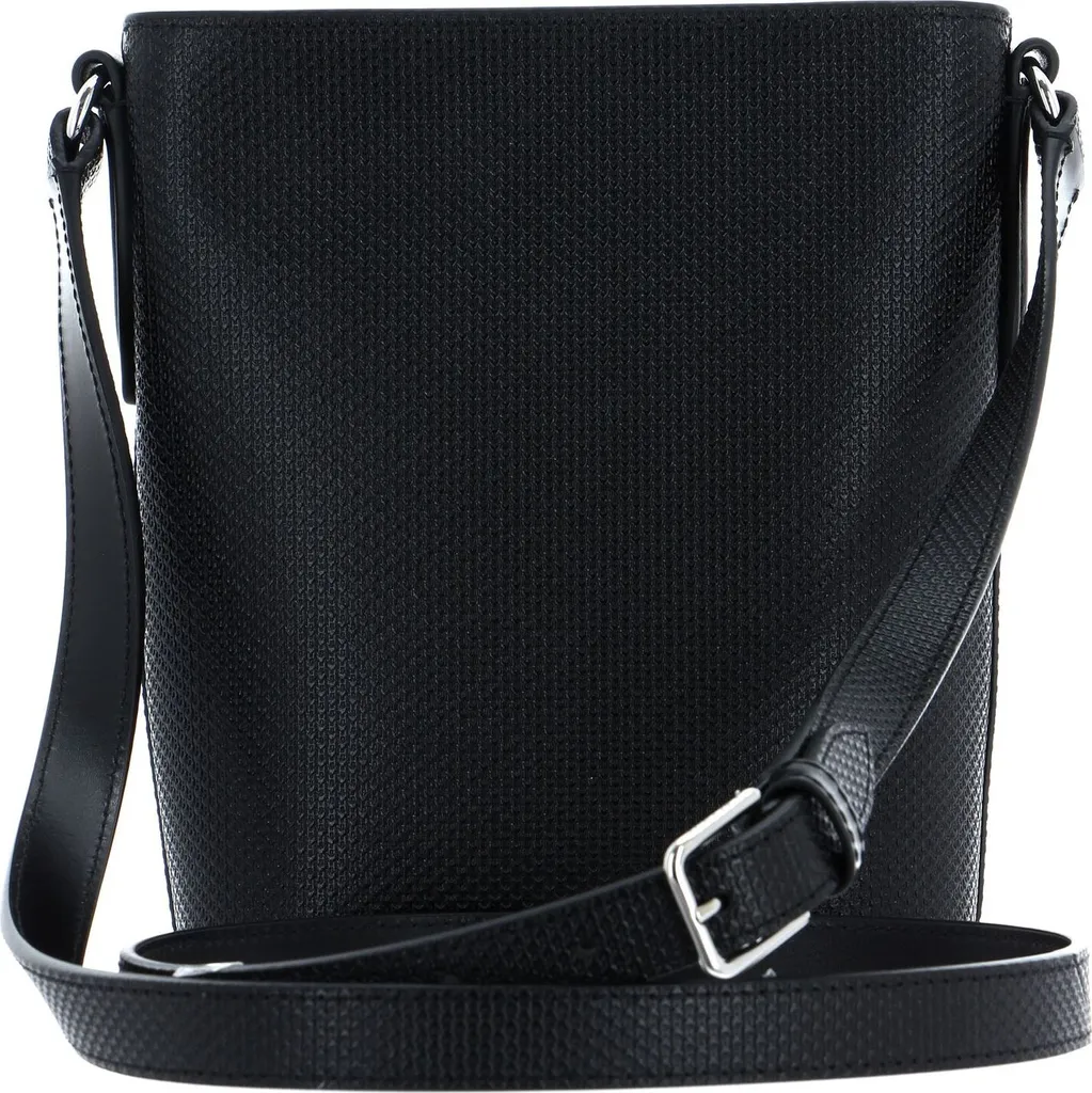 Lacoste Chantaco Classics Vertical Crossover Bag en Cuir Piqué Noir