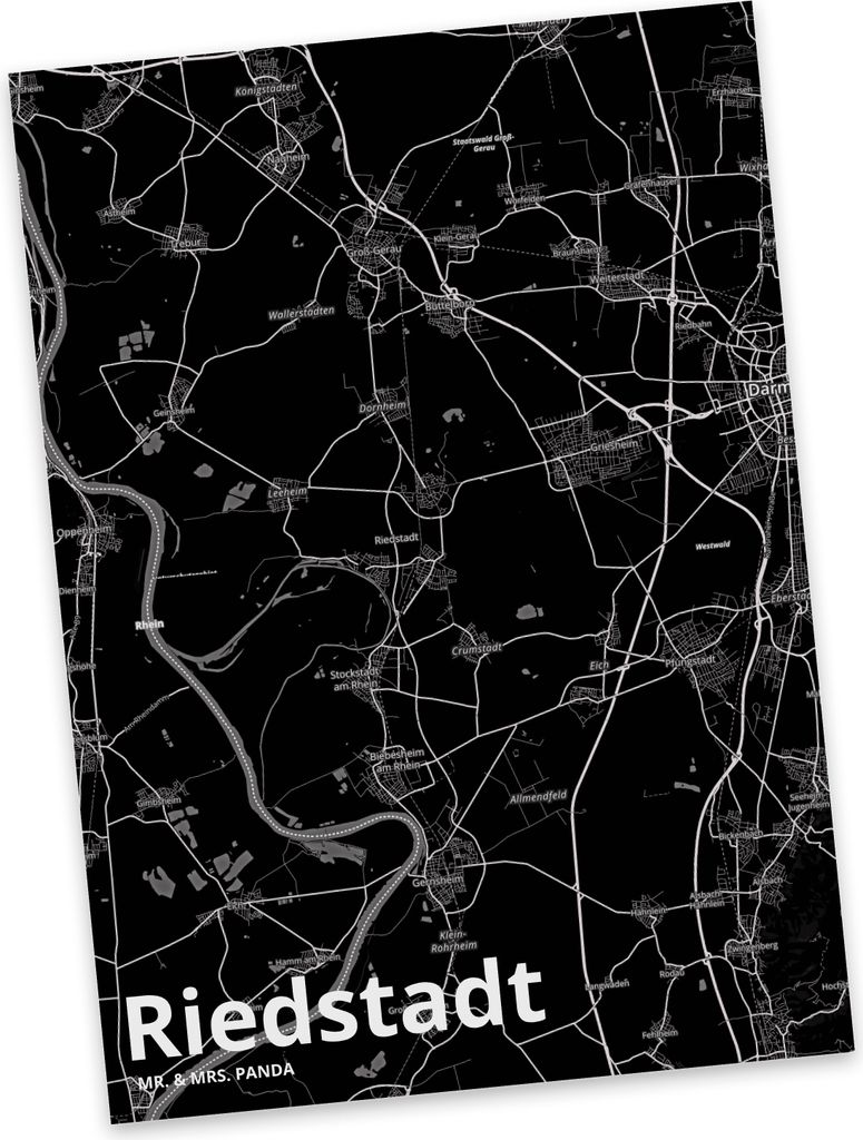 Mr. & Mrs. Panda Postkarte Riedstadt - Geschenk, Stadt, bildkarte, Grußkarte, Dorf Karte Landkarte Map Stadtplan, Fotokarte, Postkarten, Ansichtsk...