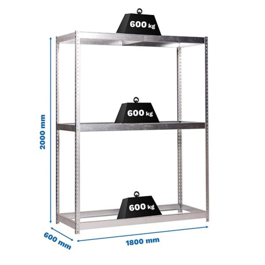 Simonrack Kit simonforte 1806-3, 3 Regale, Metall, Metall, Edelstahl, 600 kg, 1800 mm