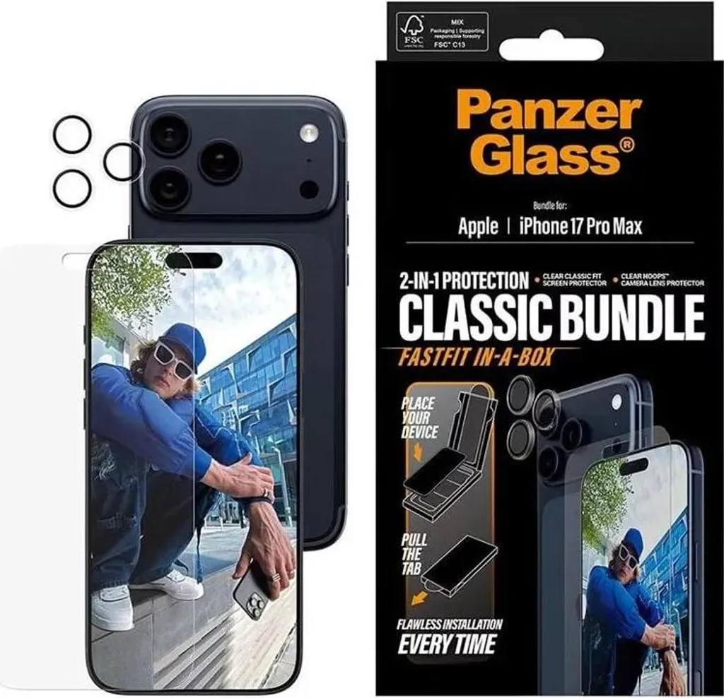 PanzerGlass iPhone 17 Pro Max Kit Protezione: Schermo + Camera