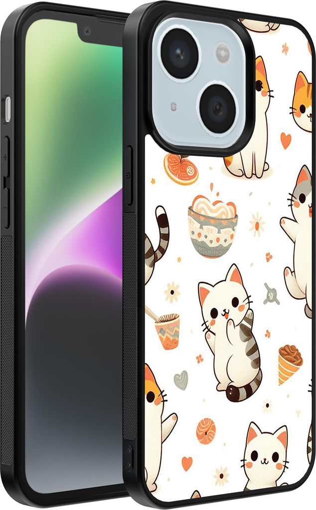 Smartphonica Handyhülle für iPhone 14 mit Katzendruck - TPU Rückseitenschutzhülle Katzen Design