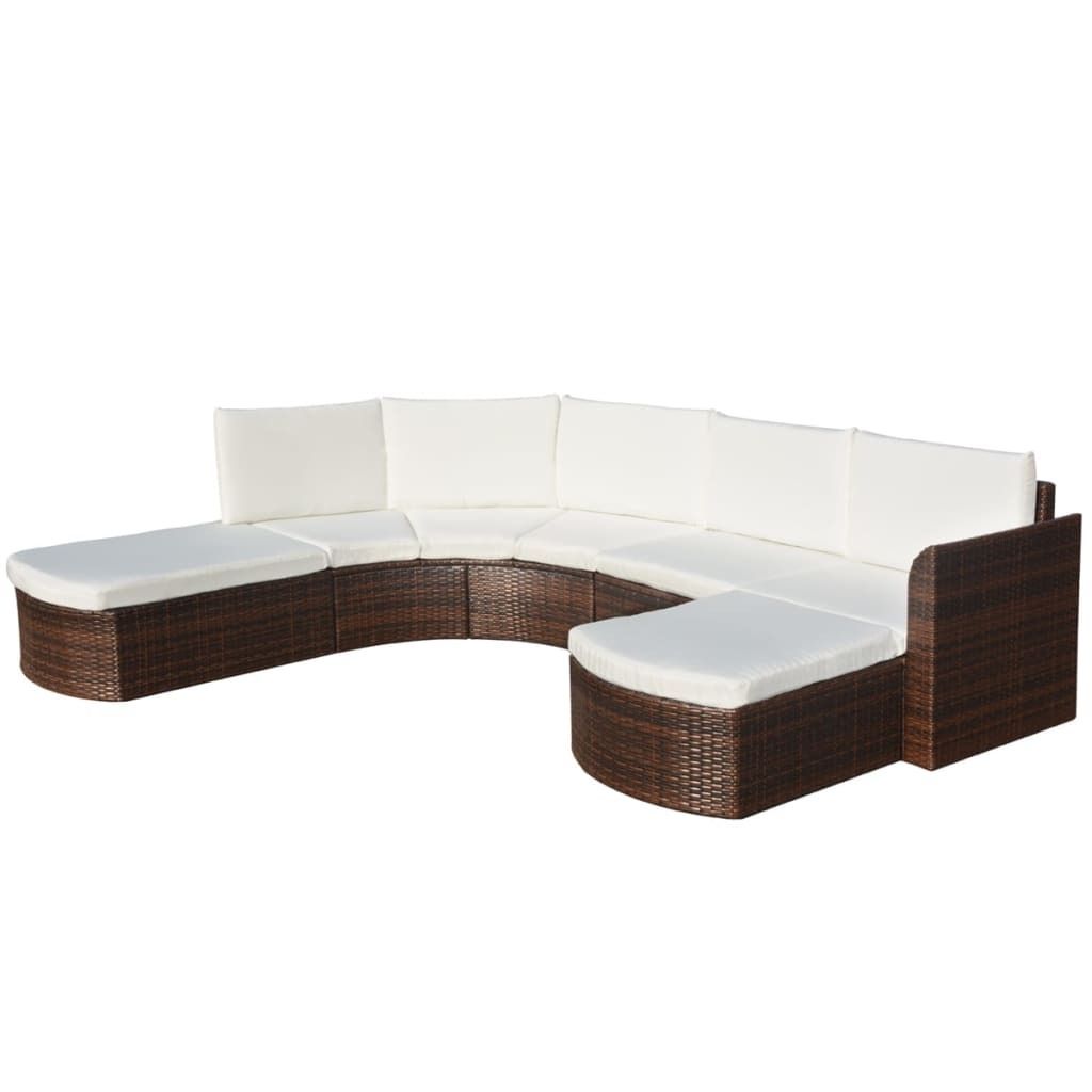 4-tlg. Garten-Lounge-Set mit Auflagen Poly Rattan Braun