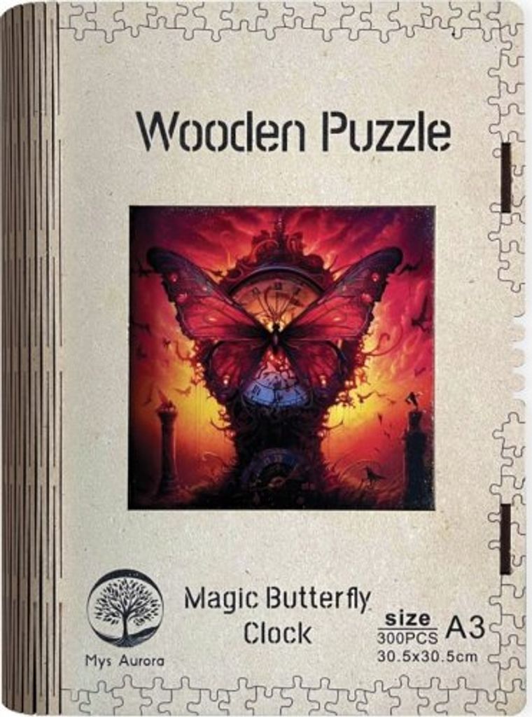 Holzpuzzle Magic Butterfly Uhr A3
