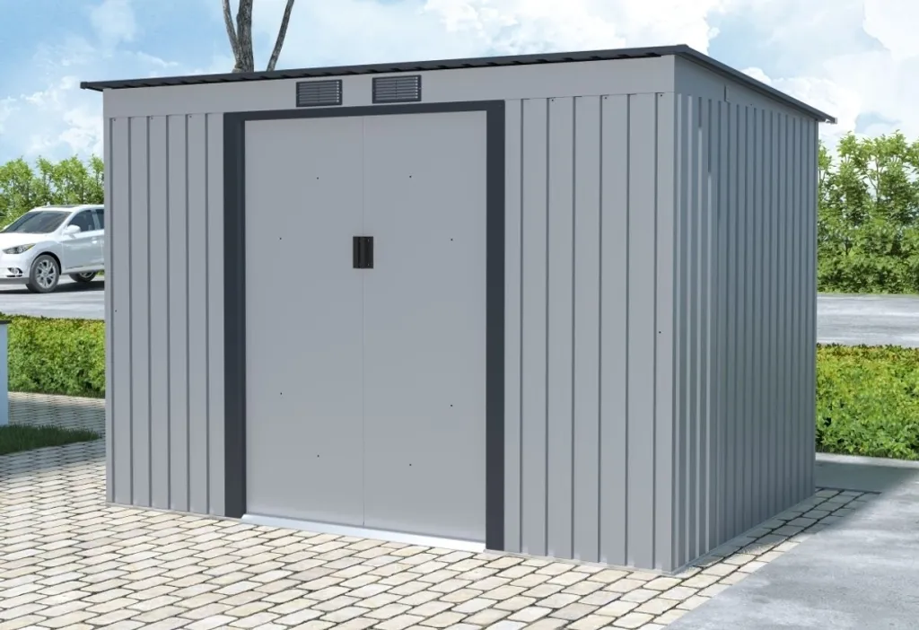 Cabanon de jardin métallique PRESCOT gris clair, 4,72m², 261x181cm