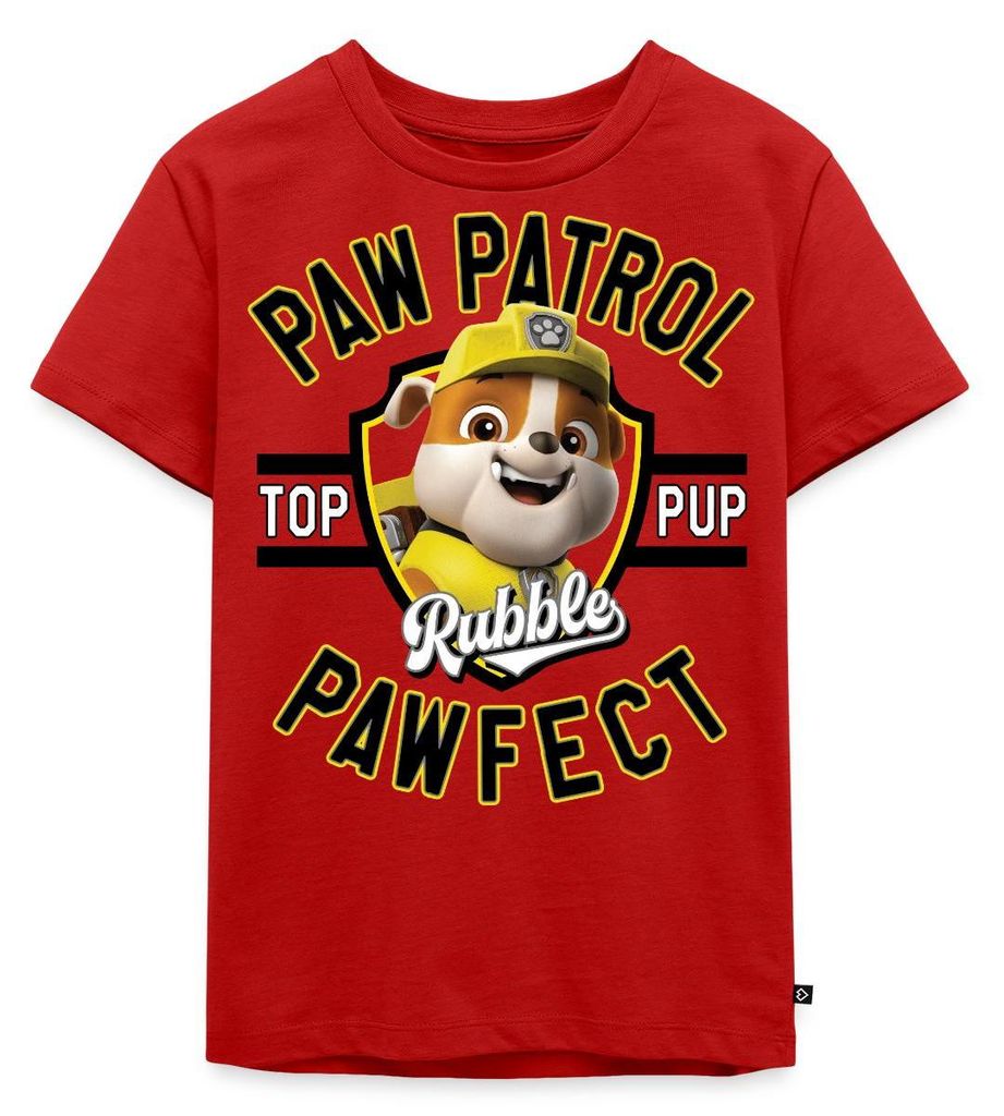 Spreadshirt Paw Patrol Rubble Pawfect Kinder Premium T-Shirt, 134/140 (8 Jahre), Rot