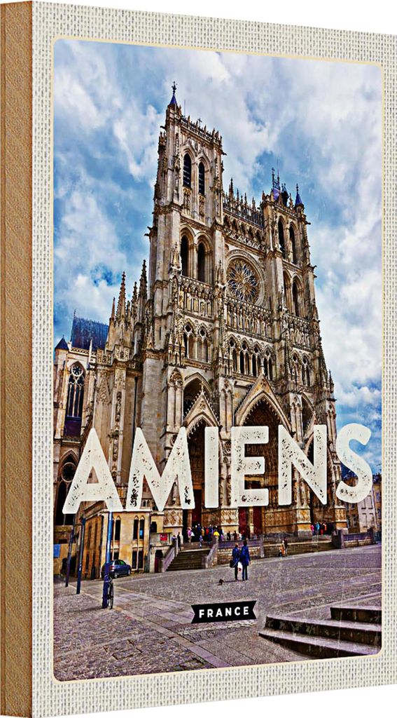 Holzschild Reise 20x30cm Amiens France Schloss Reiseziel