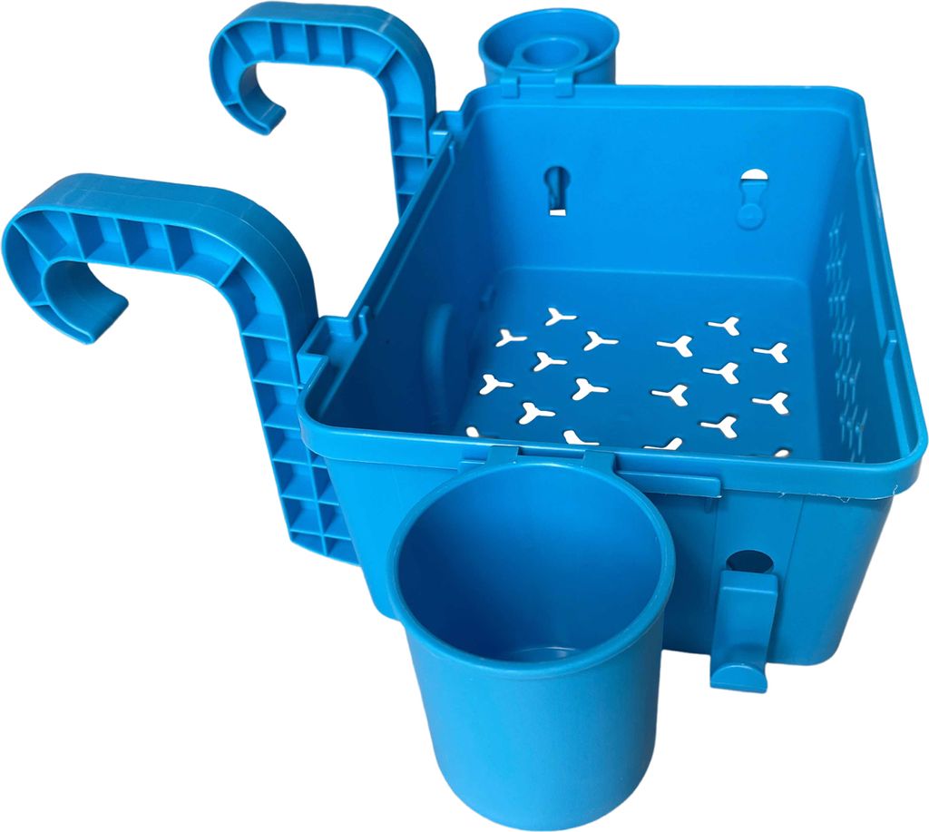 Aufbewahrungskorb für den Pool, Hängekorb für oberirdische Pools mit Getränkehalter, großes Fassungsvermögen, Swimmingpool-Organizer für Han...