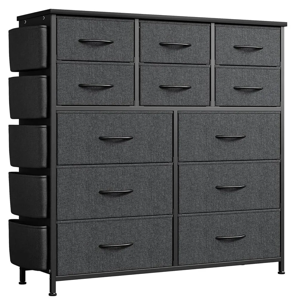 Commode structure métallique 12 tiroirs amovibles - Rangement gris sobre