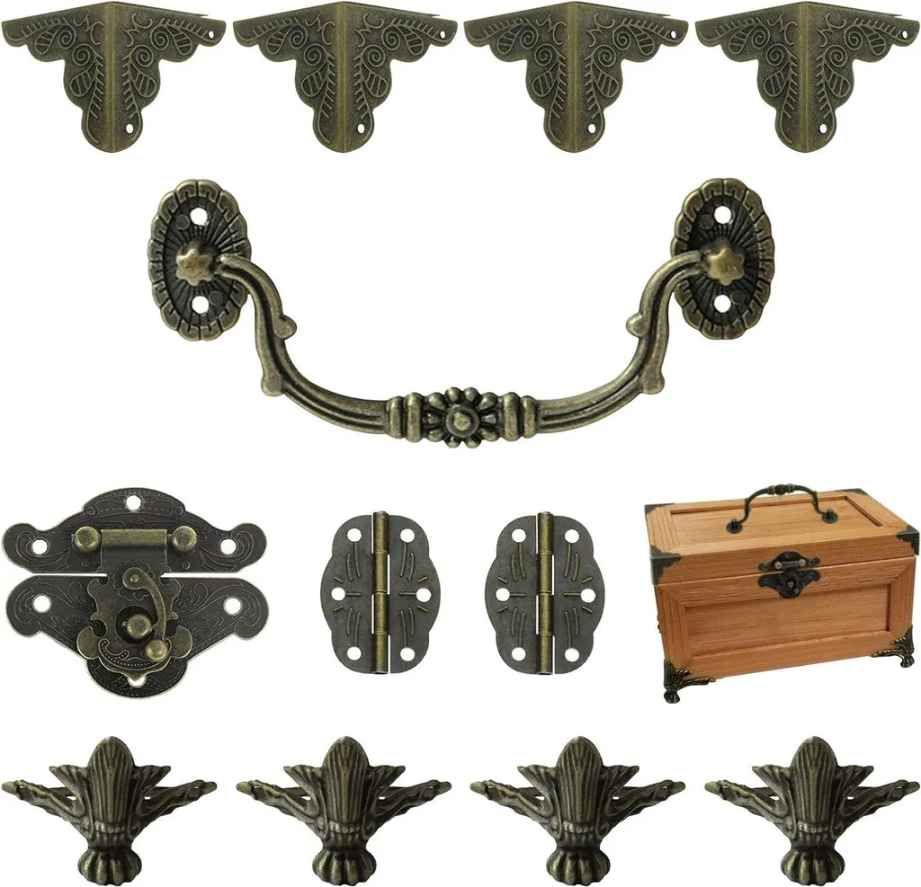 Kit Bricolage Boîte à Bijoux : Charnières et Coins Style Rétro Allecto