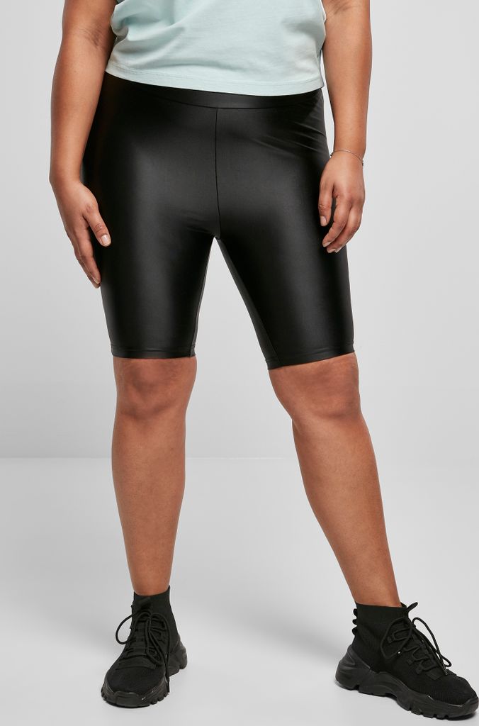 Urban Classics TB4342 | Ladies Highwaist Shiny Metallic Cycle Shorts Radlerhose - Farbe: Black - Größe: 3XL