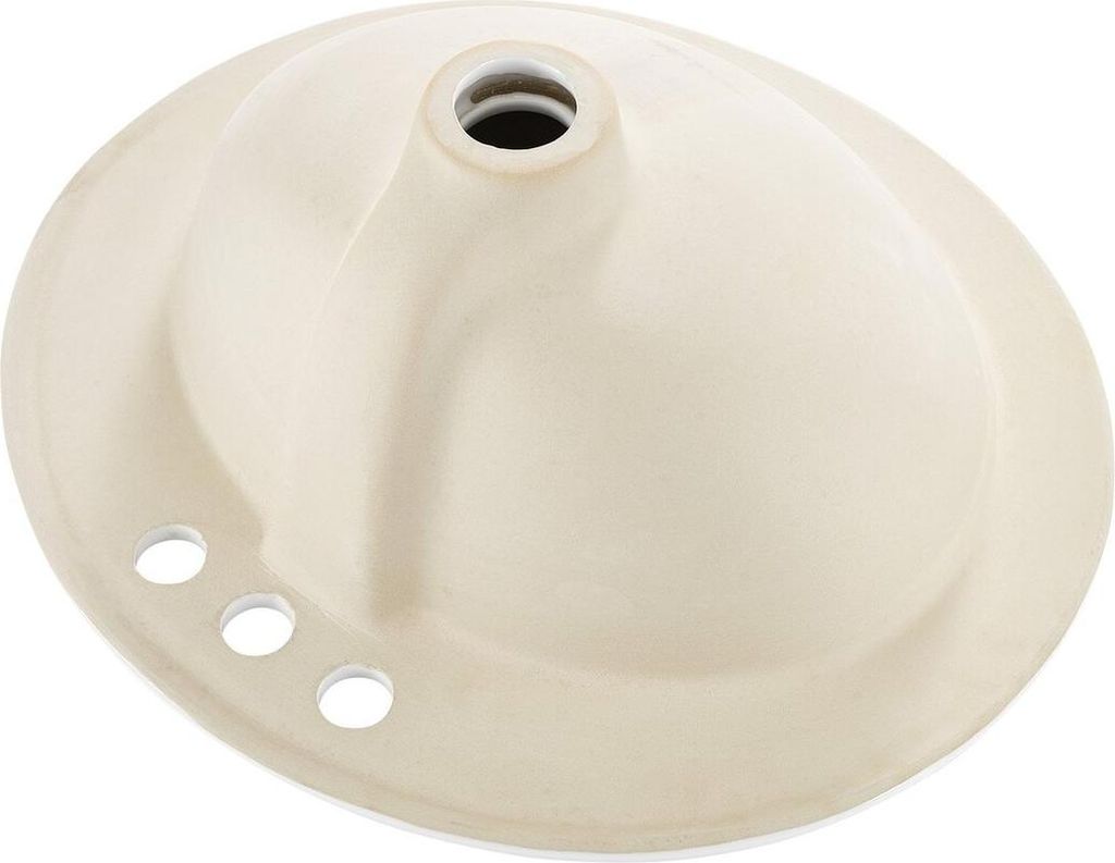 Halbversenkte Waschbecken, 485 x 425 mm, ovale weiße Keramikwaschbecken mit Überlaufloch und 3 Wasserhahnlöchern, moderne Waschtischbecken zum E...