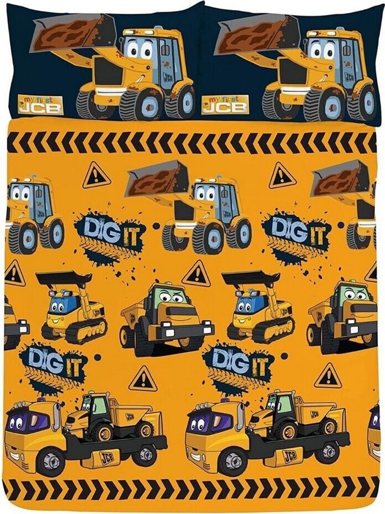 JCB - Bettwäsche-Set "Dig It" AG795 (Doppelbett) (Gelb/Schwarz)