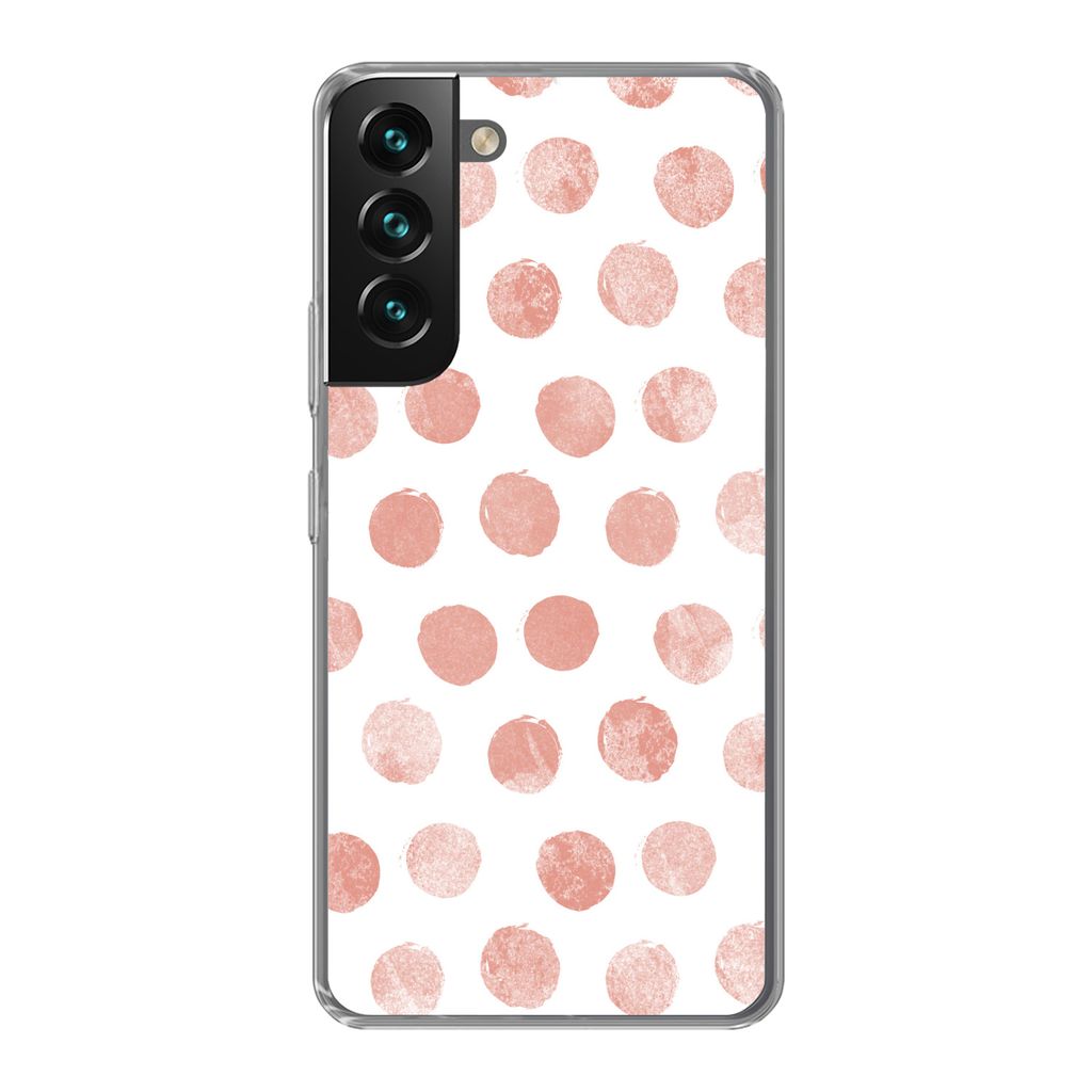 MuchoWow Handyhülle Schutzhülle Hülle für Samsung Galaxy S22 Plus Polka dots - Rosa - Weiß Silikon Softcase Handy Hülle - Schutzabdeckung