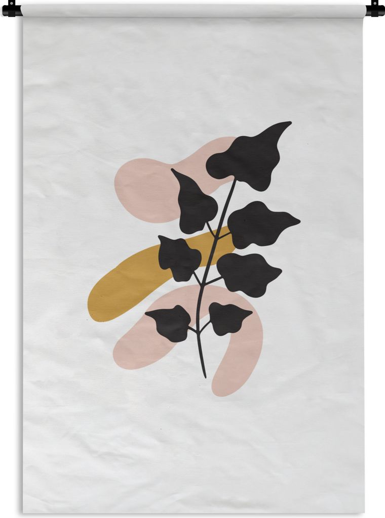 MuchoWow Wandteppich Wandbehang Blätter - Abstrakt - Rosa - Braun 60x90 cm Tapisserie Dekoration Wandtuch - Foto-Teppich - Abwaschbar