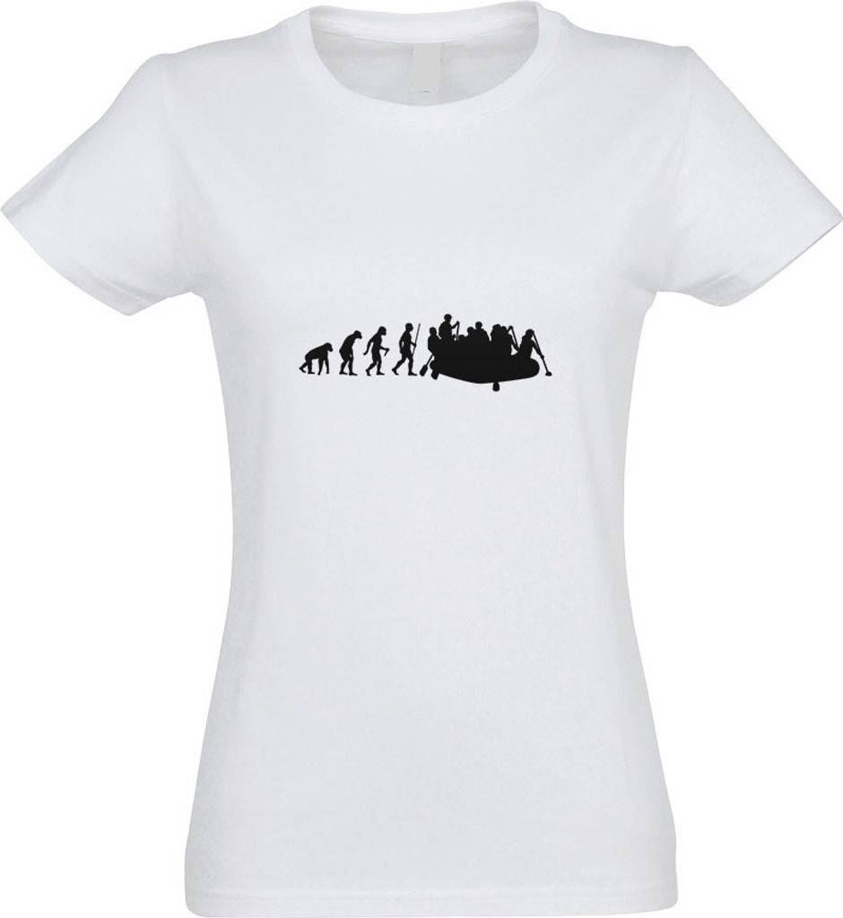 Kiwistar - T-Shirt tailliert - Damen - Weiss - Rafting Tour Evolution - mit Motiv Bedruckt - Funshirt Design - Sport - Freizeit - Damen - XXL