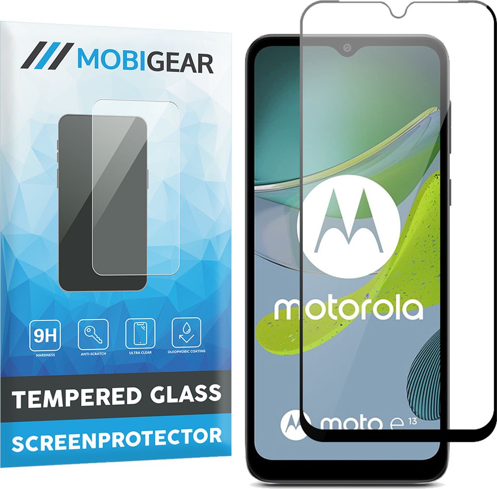Mobigear Premium Motorola Moto E13 Panzerglas Gehärtetes Glas Displayschutz - Hüllenfreundlich - Schwarz