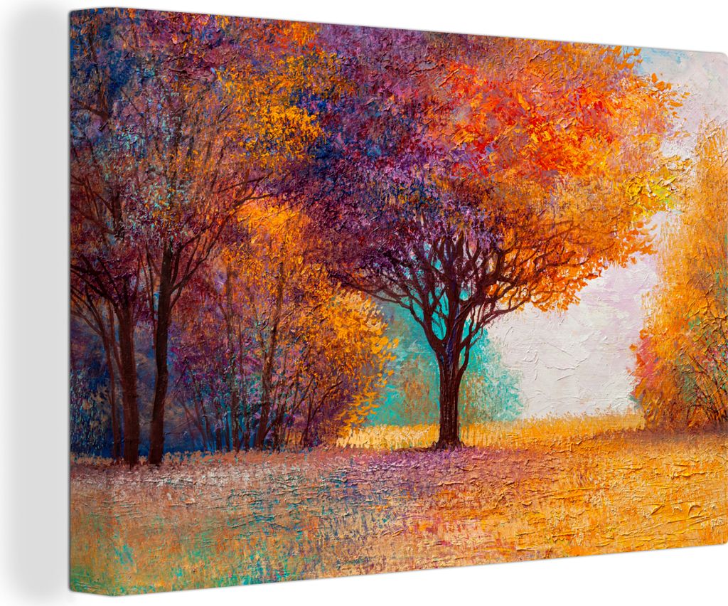 OneMillionCanvasses - Leinwandbilder - 140x90 cm, Ölgemälde - Baum - Farben, Wandbilder Kunstdruck Wanddekoration - Foto auf Leinwand - Gemäld...