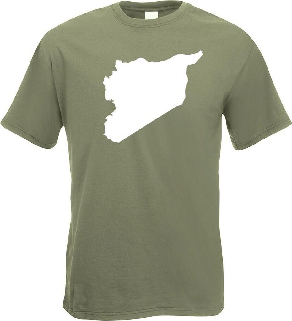 Kiwistar - T-Shirt - Olive - Syrien Umriss Kontur Herren Funshirt Bedruckt Design Sprüche Spruch Motive - mit Motiv Bedruckt - Funshirt Design - S...