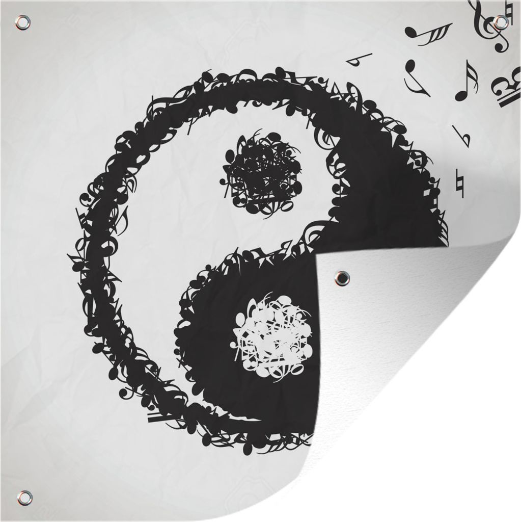 MuchoWow 50x50 cm Outdoor-Poster Gartendeko Sichtschutz Garten Poster für den Garten Eine Illustration eines Yin- und Yang-Logos, bestehend aus ...