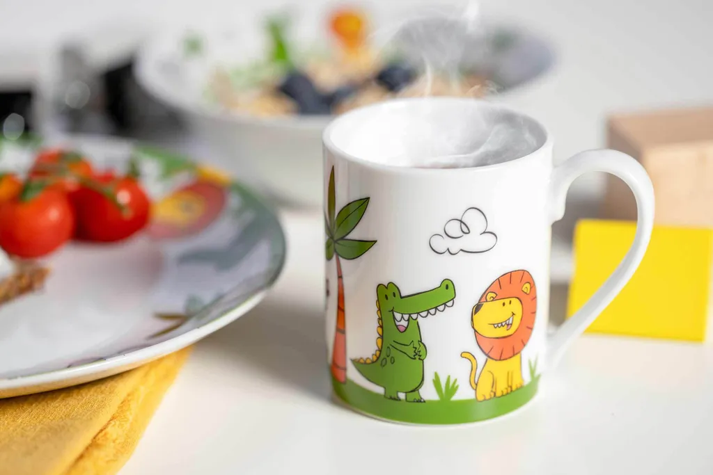 GRÄWE Set Stoviglie Porcellana Per Bambini 4 Pezzi - Motivi Animali - Piatto, Ciotola, Tazza E Portauovo - Lavastoviglie E Microonde