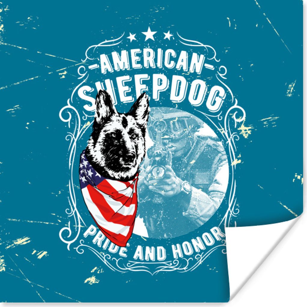 MuchoWow Poster Jahrgang - Hund - Amerika 100x100 cm - Babyzimmer