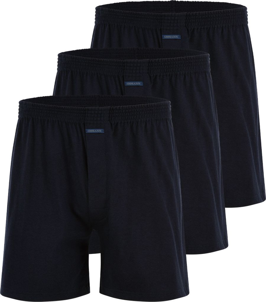 Ammann 3er Pack Basic Boxershort Shorts mit lockerem Schnitt, Elastischer Bund, Natürliches Material