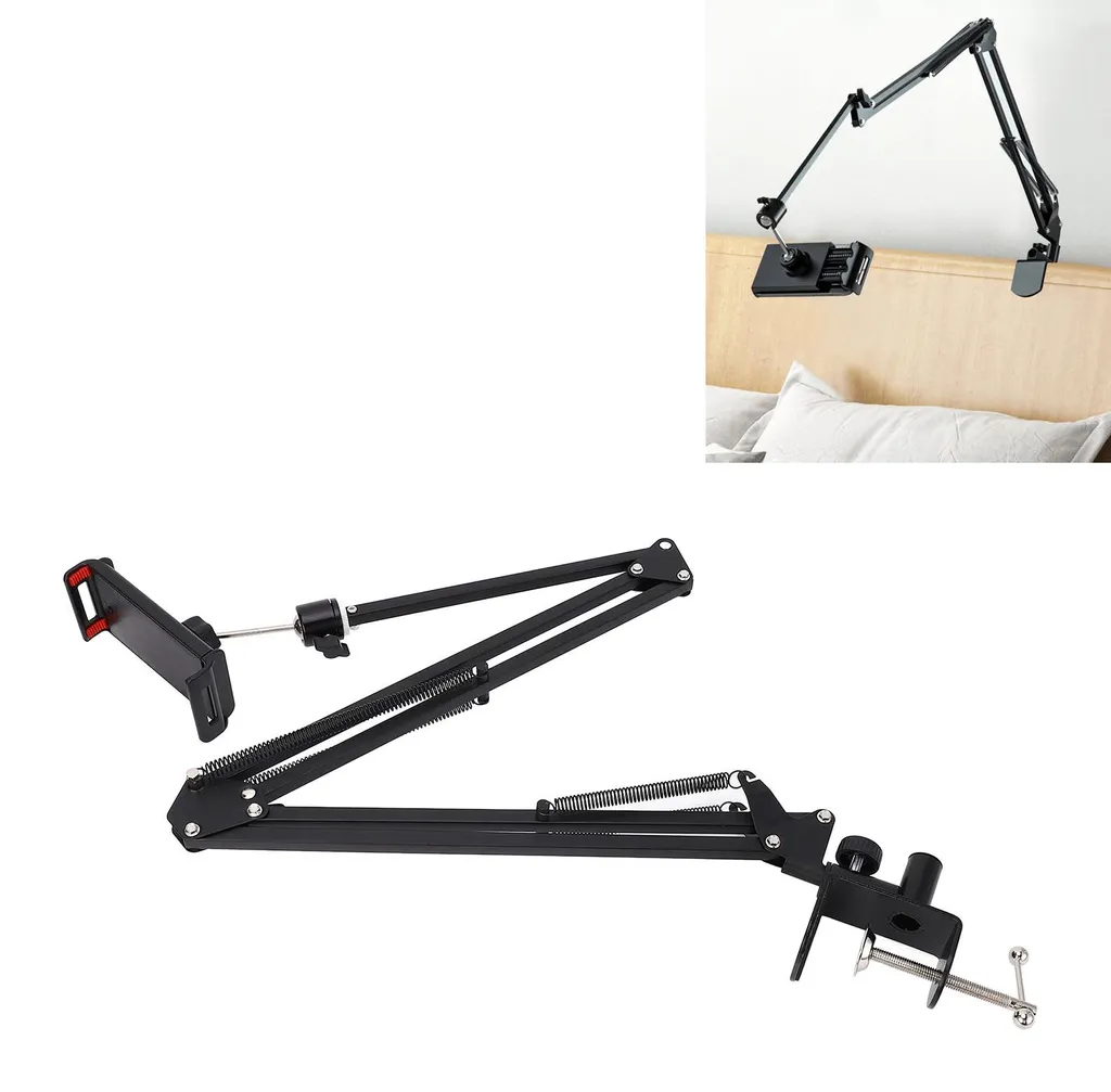 Support tablette extensible et smartphone pour chambre avec bras articulé - 3