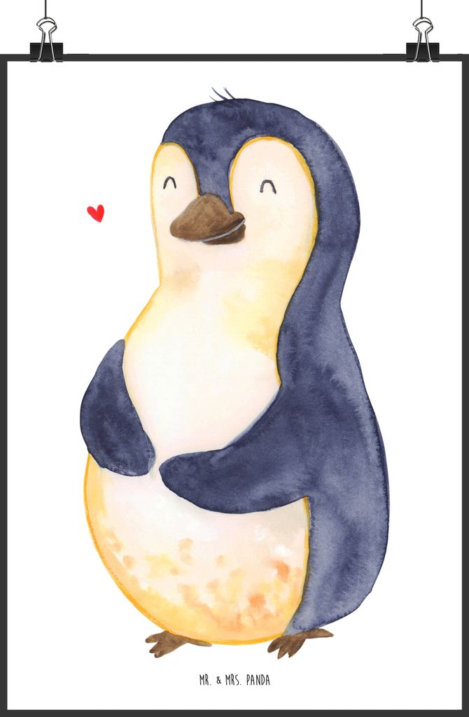 Mr. & Mrs. Panda Bild Pinguin Diät DIN A0 - Weiß - Geschenk, Pinguine, Plakat, Abnehmen, drucke, wanddeko, Motivation, Poster, Wandbild