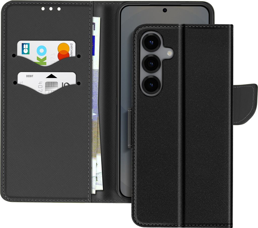 Avizar, Samsung Galaxy S25 Plus Fancy Portemonnaie-Hülle mit Kartenfächern, Schwarz