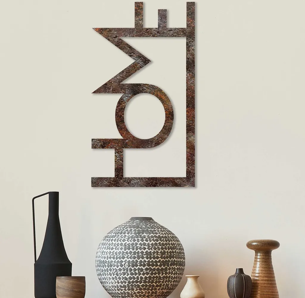 Wallity, Rusty Home, Accessorio decorativo da parete in metallo, Antico, CORPO IN METALLO, 50 x 28 cm