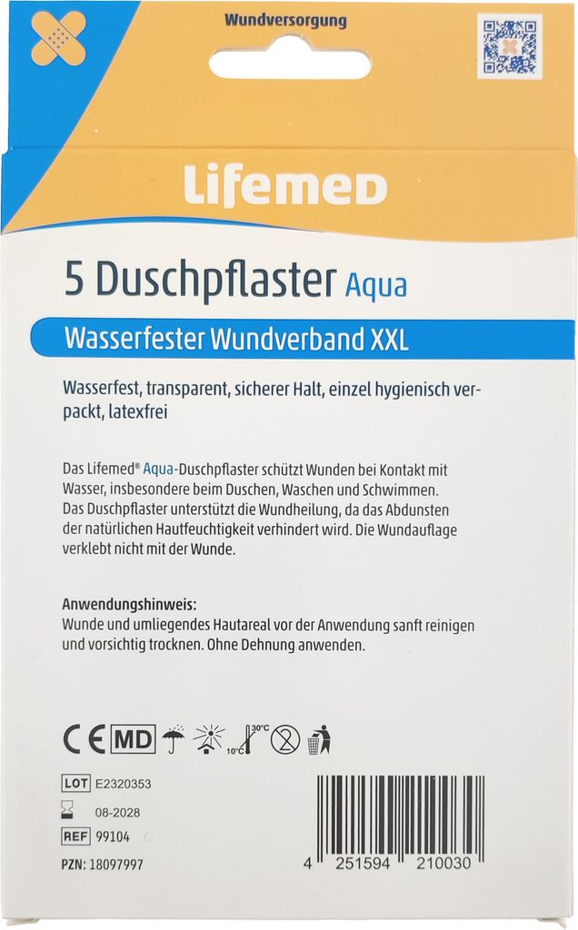 Lifemed Duschpflaster "Aqua XXL" transparent 5 Stück Produktbild 3