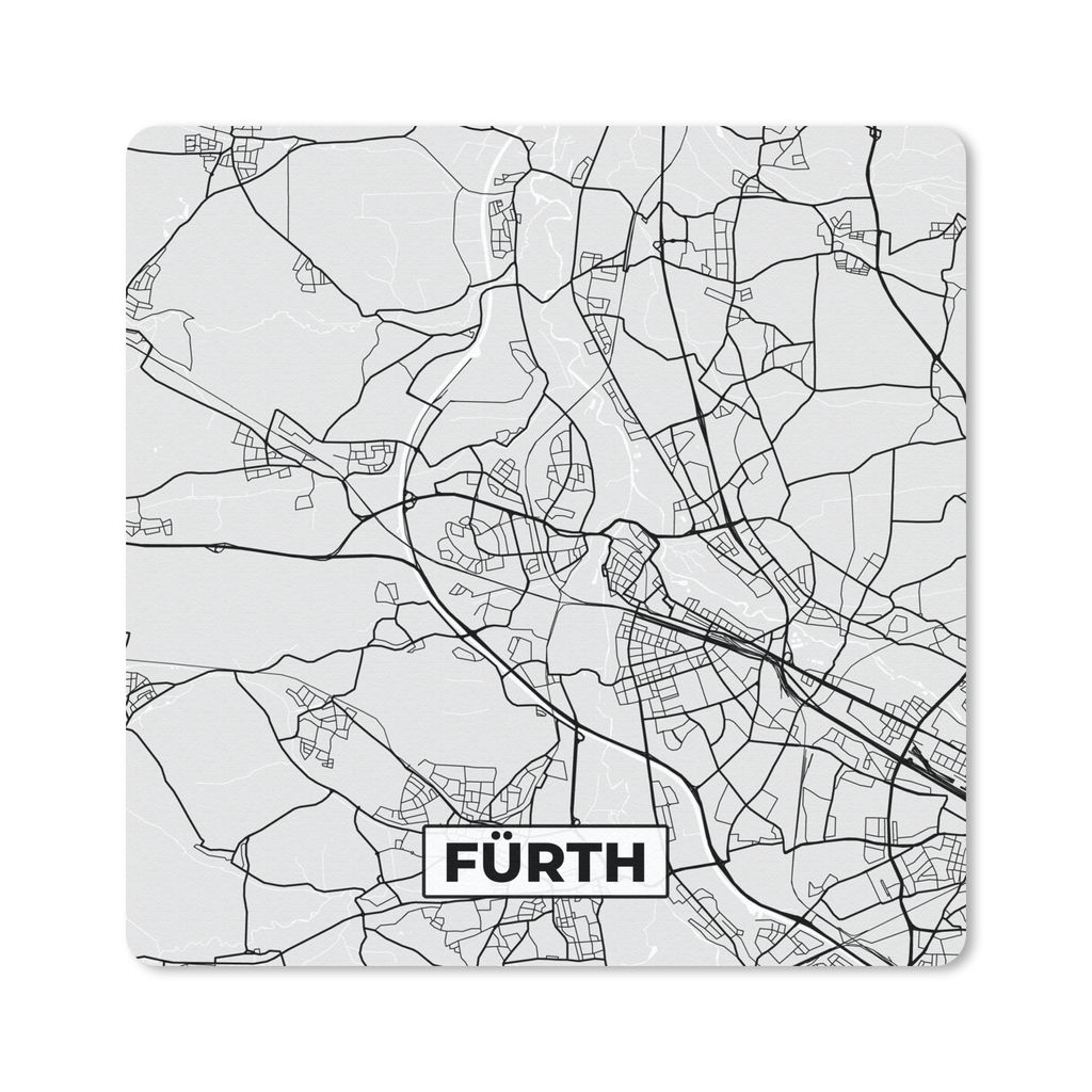 MuchoWow Mauspad Mousepad Deutschland - Karte - Fürth - Karte - Stadtplan 30x30 cm - Mousepads - Maus Mat - Pad - Mausunterlage - Gaming