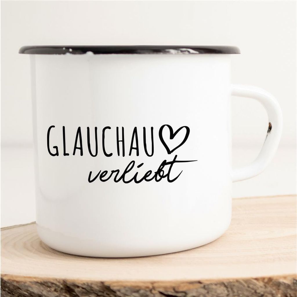 Huuraa Emaille Tasse Glauchau Geschenk Kaffeebecher Vintage 300ml Glauchau Präsent