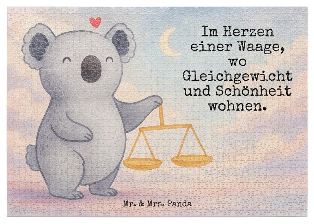 Mr. & Mrs. Panda Puzzle Waage Astrologie Design 1500 Teile - Weiß - Geschenk, 2000, 500, Sternzeichen, 300, Legespiel, Tierkreiszeichen, Geburtsta...