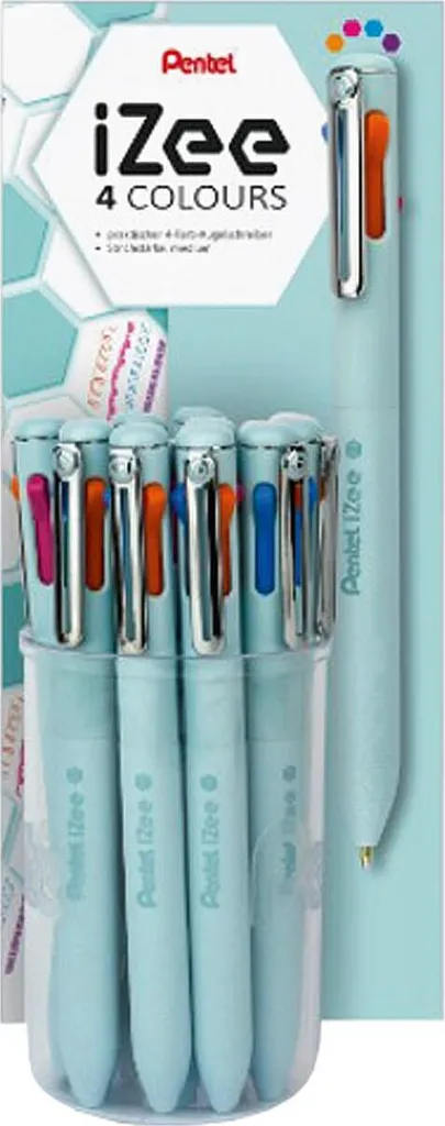 Pentel iZee BXC470 Stylo 4 couleurs encre fluide et grip de confort