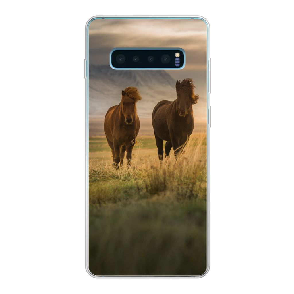 MuchoWow Handyhülle Schutzhülle Hülle für Samsung Galaxy S10 Lite Pferde - Luft - Gras Silikon Softcase Handy Hülle - Schutz